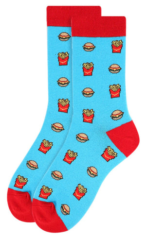 PARQUET Brand Ladies CHEESEBURGER & FRENCH FRIES Socks - Novelty Socks And Slippers