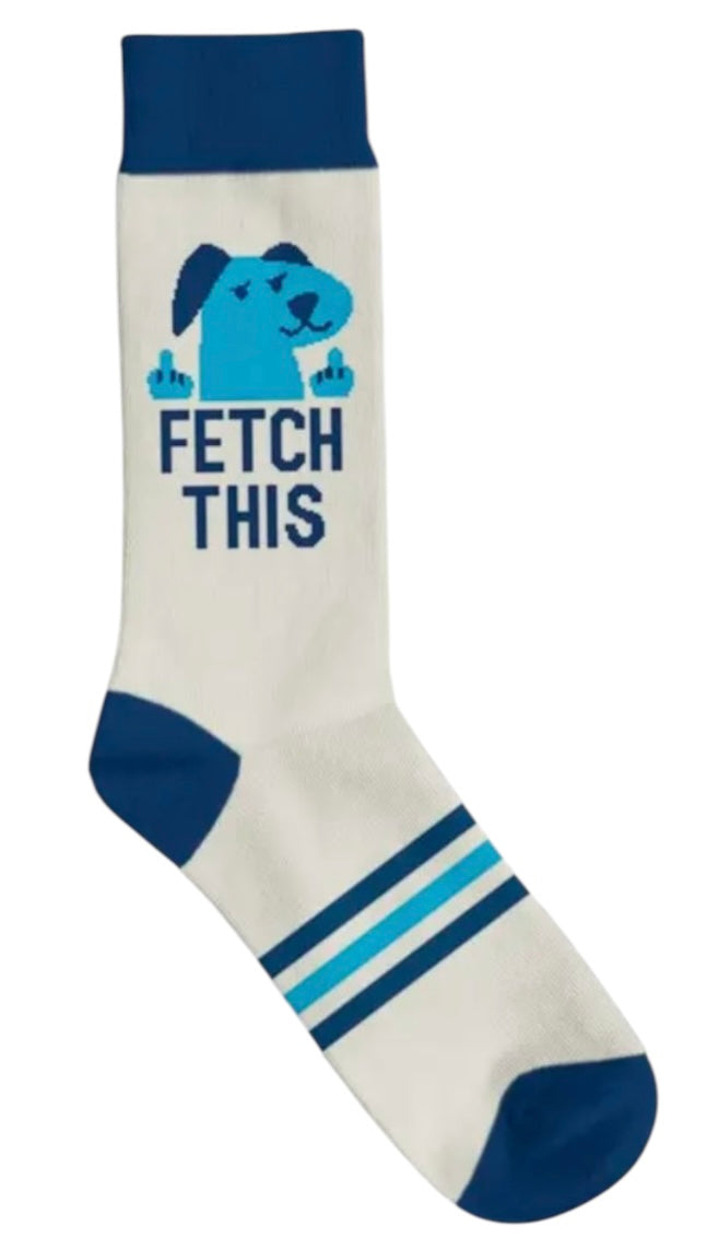 FUNATIC Brand Unisex DOG With MIDDLE FINGERS Socks ‘FETCH THIS’