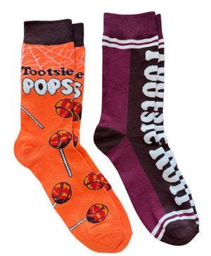 TOOTSIE ROLL & TOOTSIE POPS Men’s 2 Pair Of HALLOWEEN Socks With SPIDER WEBS - Novelty Socks And Slippers