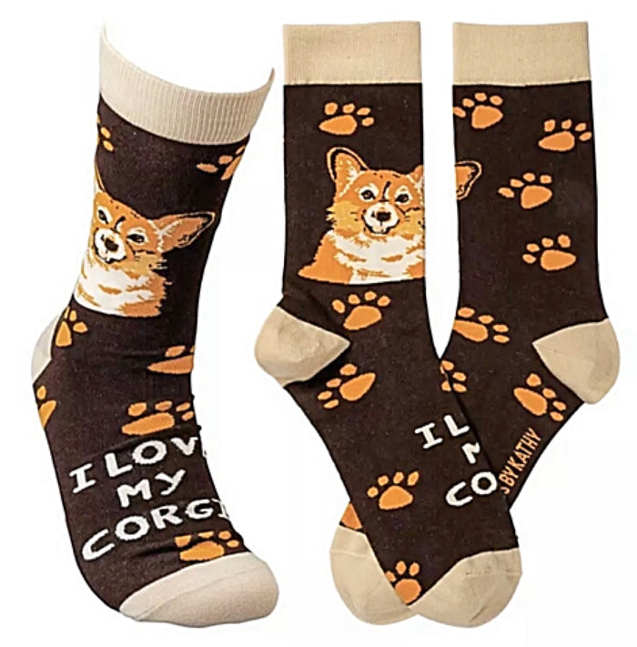 PRIMITIVES BY KATHY Unisex ‘I LOVE MY CORGI’ Dog Socks