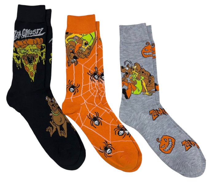 SCOOBY-DOO MEN’S 3 PAIR OF HALLOWEEN SOCKS With SHAGGY ‘PIZZA GHOST’