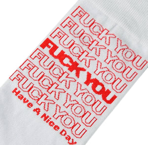 COOL SOCKS BRAND Men's FUCK YOU HAVE A NICE DAY TAKE OUT BAG Socks - Novelty Socks for Less