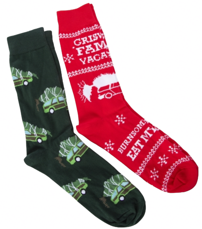 NATIONAL LAMPOONS CHRISTMAS VACATION Men’s 2 Pair Of Socks ‘BURN SOME RUBBER EAT MY DUST’