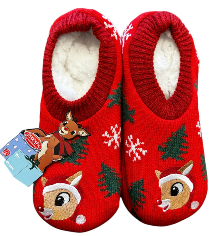 RUDOLPH THE RED NOSED REINDEER Ladies Shortie Gripper Bottom Slipper Socks