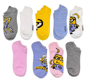 DESPICABLE ME Ladies MINIONS 9 Pair Of Low Show Socks With BANANAS - Novelty Socks And Slippers
