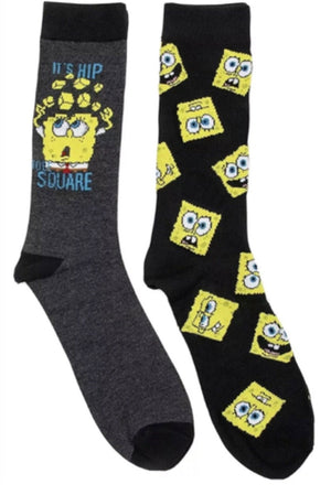 SPONGEBOB SQUAREPANTS Men's 2 Pair Of Socks ‘IT’S HIP TO BE SQUARE’