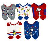 PEANUTS Ladies 5 Pair PATRIOTIC NO SHOW Socks SNOOPY & WOODSTOCK - Novelty Socks And Slippers