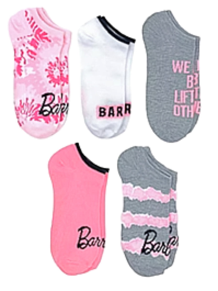 BARBIE Doll Ladies 5 Pair Of No Show Socks ’We Rise By Lifting Others’