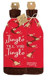 PRIMITIVES BY KATHY ALCOHOL WINE BOTTLE CHRISTMAS SOCK ‘JINGLE TILL YOU TINGLE’ - Novelty Socks for Less