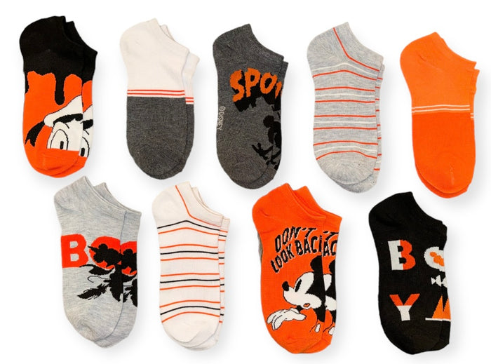 DISNEY Ladies HALLOWEEN 9 Pair Of Low Show Socks MICKEY, MINNIE & DONALD DUCK