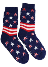 PATRIOTIC AMERICAN FLAG Ladies Fleece Lined Non-Slip Slipper Socks (Choose Style) - Novelty Socks And Slippers