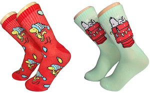 PEANUTS Ladies CHRISTMAS 2 Pair Of SNOOPY & WOODSTOCK Socks - Novelty Socks for Less