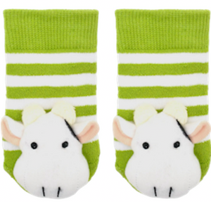 BOOGIE TOES Unisex Baby COW Rattle Gripper Bottom Socks By Piero Liventi - Novelty Socks And Slippers