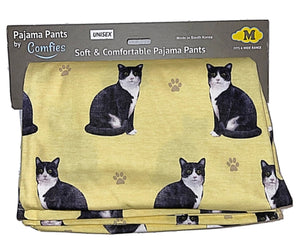 COMFIES Unisex BLACK & WHITE (Tuxedo) CAT PAJAMA BOTTOMS E&S PETS (CHOOSE SIZE & COLOR)