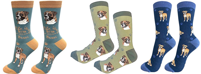 BOXER Dog Unisex Socks By E&S Pets CHOOSE SOCK DADDY, HAPPY TAILS, LIFE IS BETTER