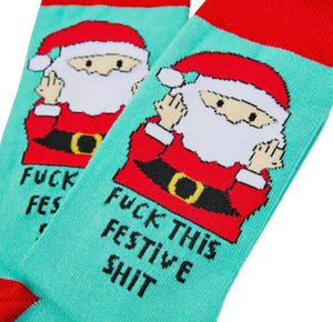 URBAN ECCENTRIC Unisex SANTA With MIDDLE FINGERS Christmas Socks ‘FUCK THIS FESTIVE SHIT’