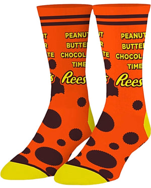REESE’S PEANUT BUTTER CUPS Unisex Socks ‘PEANUT BUTTER CHOCOLATE TIME’ COOL SOCKS Brand - Novelty Socks for Less