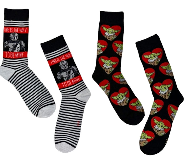 STAR WARS THE MANDALORIAN Men’s 2 Pair Of BABY YODA VALENTINES DAY Socks ‘THIS IS THE WAY TO BE MINE’