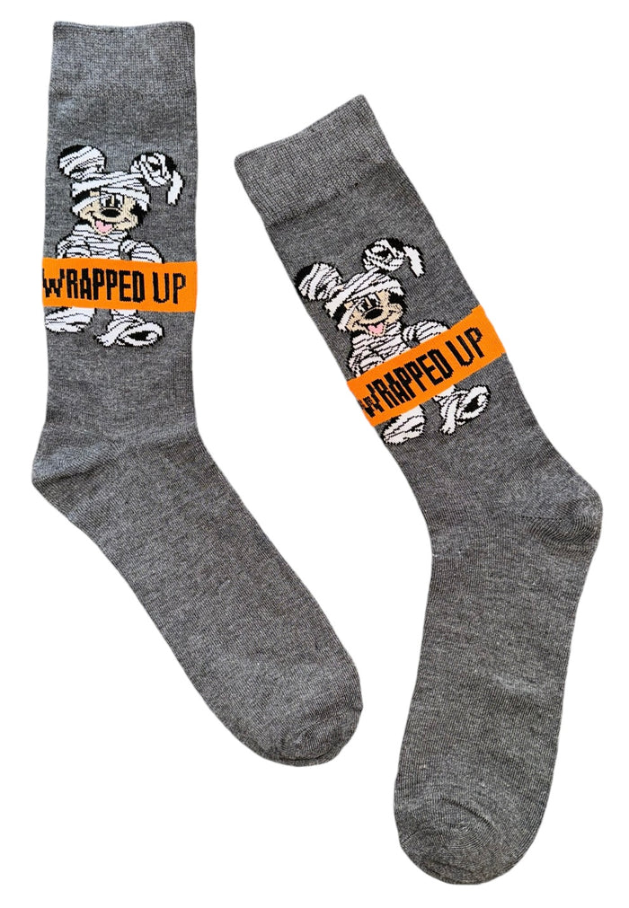 DISNEY MEN’S MICKEY MOUSE HALLOWEEN SOCKS MICKEY AS MUMMY ‘WRAPPED UP’