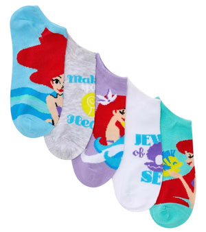 DISNEY THE LITTLE MERMAID Ladies 5 Pair Of No Show Socks With FLOUNDER