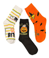 PEANUTS LADIES HALLOWEEN 3 PAIR OF SNOOPY & WOODSTOCK SOCKS 'COME IN FOR A BITE'