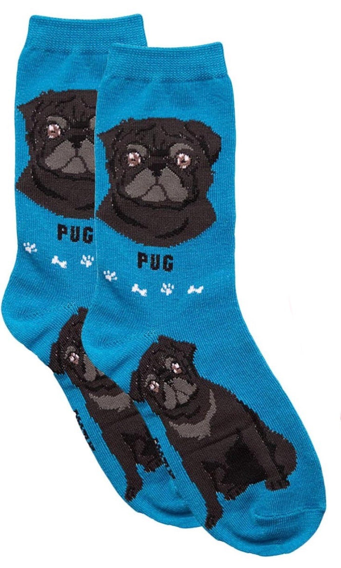 FOOZYS Brand Ladies BLACK PUG Dog Socks