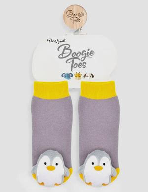 BOOGIE TOES Unisex Baby PENGUIN RATTLE GRIPPER BOTTOM SOCKS By PIERO LIVENTI