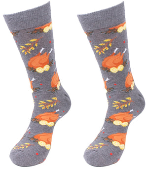 PARQUET Brand Men’s THANKSGIVING TURKEY Socks With DRUMSTICK, CRANBERRIES - Novelty Socks for Less