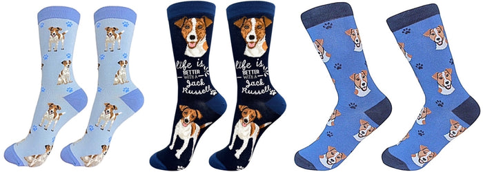 JACK RUSSELL Dog Unisex Socks By E&S Pets CHOOSE SOCK DADDY, HAPPY TAILS, LIFE IS BETTER