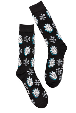 RICK & MORTY MEN’S CHRISTMAS SOCKS Rick With Snowflakes ADULT SWIM - Novelty Socks And Slippers