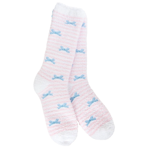 Pretty Blue Bows Ladies Soft Cozy Socks WORLD’S SOFTEST SOCKS Brand - Novelty Socks And Slippers