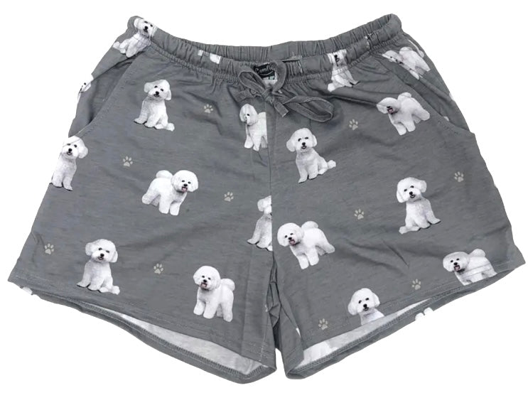 COMFIES LOUNGE PJ SHORTS Ladies BICHON FRISE Dog By E&S PETS - Novelty Socks And Slippers