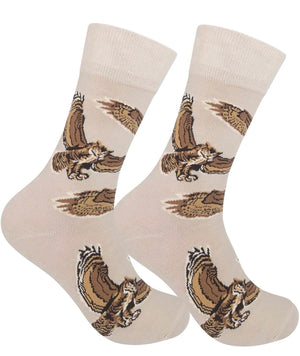 GREAT HORNED OWL Adult Unisex Socks FUNATIC Brand Owls All Over - Novelty Socks And Slippers