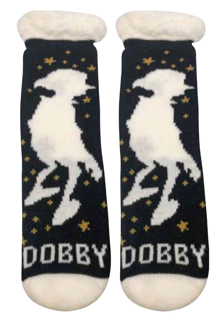 HARRY POTTER Ladies DOBBY Sherpa Lined Gripper Bottom Slipper Socks ‘FREE THE HOUSE ELVES’