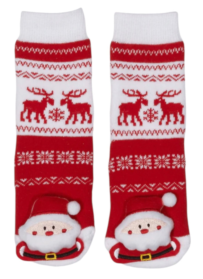 SANTA CLAUS Unisex Toddler Gripper Bottom Socks MESSY MOOSE Brand