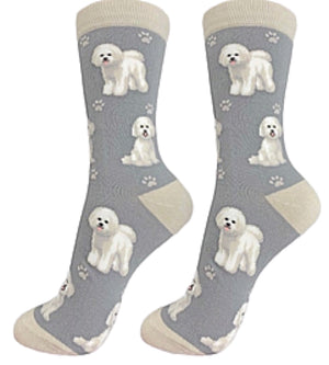 BICHON FRISE Dog Unisex Socks By E&S Pets CHOOSE SOCK DADDY, HAPPY TAILS Or LIFE IS BETTER - Novelty Socks for Less