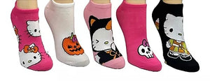 Sanrio HELLO KITTY Ladies HALLOWEEN 5 Pair Of No Show Socks HELLO KITTY IN CAT COSTUME