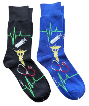 DOCTOR HEALTHCARE Men’s 2 Pair Of Socks NURSE, EMT, HEALTHCARE FOOZYS Brand - Novelty Socks And Slippers