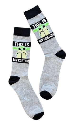 STAR WARS THE MANDALORIAN MEN’S BABY YODA HALLOWEEN SOCKS ‘THIS IS MY COSTUME’ - Novelty Socks And Slippers