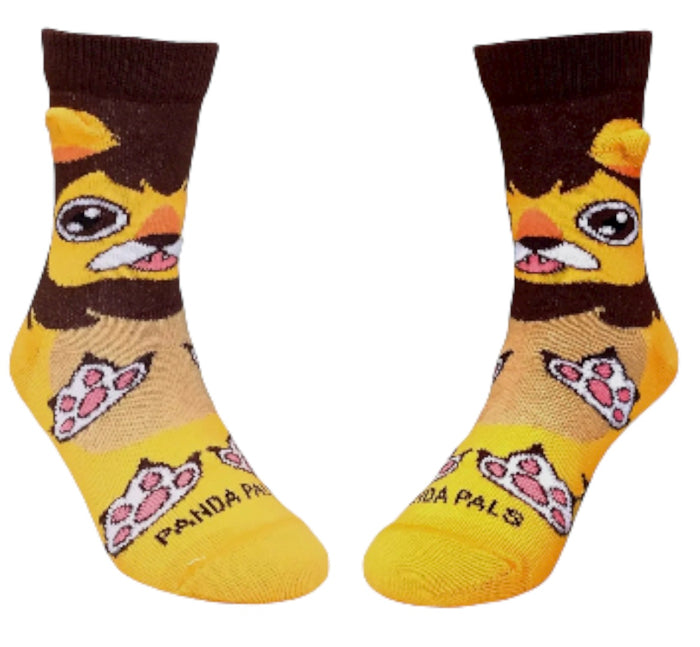A HAPPY LION With 3-D Ears Unisex Kids Socks Ages 3-5 Sock Panda Brand Shoe Size 7-12