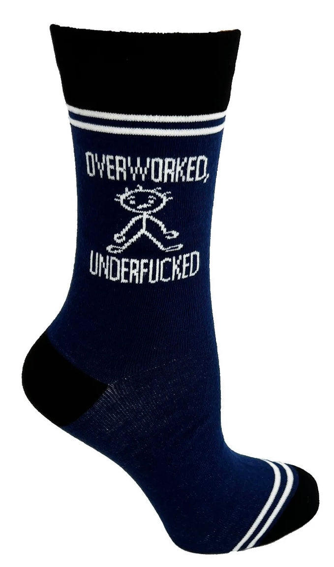 HEY NOW Brand By Fabdaz Unisex OVERWORKED UNDERFUCKED Socks