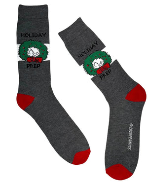 PEANUTS Men’s SNOOPY CHRISTMAS SOCKS SAYS ‘HOLIDAY PREP’