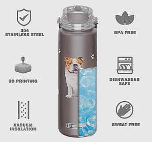 CAVALIER KING CHARLES Dog Stainless Steel 24 Oz. Water Bottle SERENGETI Brand By E&S Pets - Novelty Socks for Less