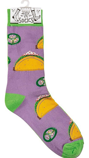 PRIMITIVES BY KATHY Unisex TACOS & TEQUILA Socks With JALAPEÑOS - Novelty Socks And Slippers