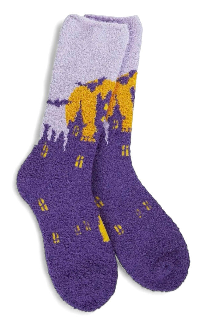 HAUNTED HOTEL Ladies Soft Cozy Halloween Socks WORLD’S SOFTEST SOCKS Brand