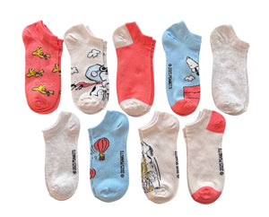 PEANUTS Ladies 9 Pair Of Low Show Socks SNOOPY The Flying Ace - Novelty Socks And Slippers