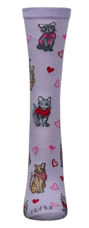 MeMoi Brand Ladies VALENTINES DAY Socks Cats ‘Fur-ever Hearts’