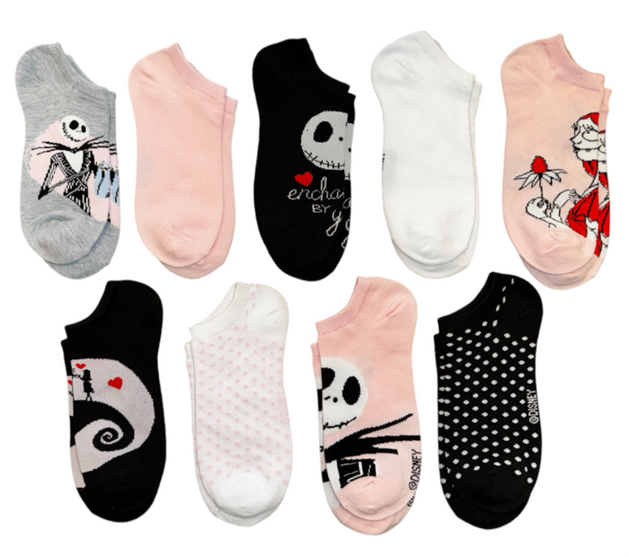 DISNEY Ladies Nightmare Before Christmas 9 Pair Of Valentines Day Low Show Socks ‘ENCHANTED BY YOU’