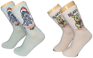 DISNEY WINNIE THE POOH Ladies CHRISTMAS 2 Pair Of Socks EYEORE ‘BEARY CHRISTMAS’ - Novelty Socks for Less