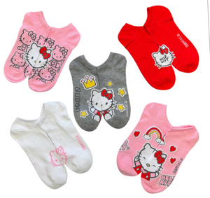 SANRIO HELLO KITTY Ladies 5 Pair Of VALENTINES DAY No Show Socks ‘QUEEN’